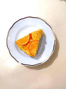 Slice of Upside down Orange Oil Cake