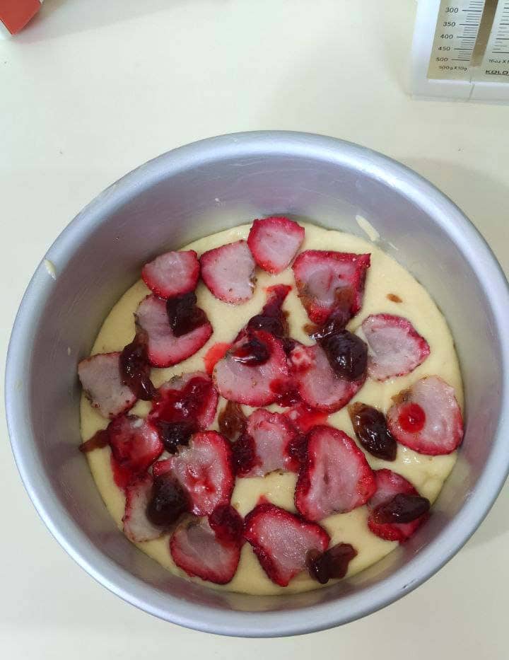 Roasted Strawberry Cake batter